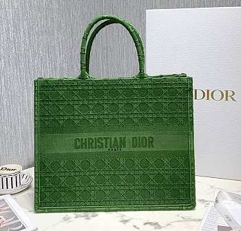 Dior Book Tote Green Cannage Embroidery 41cm