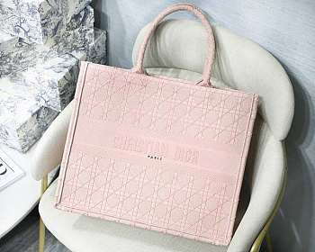 Dior Book Tote Light Pink Cannage Embroidery 41cm