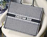 Dior Book Tote Black and White Houndstooth Embroidery 41cm - 2