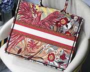 Dior Book Tote Red Jungle Embroidery 41cm - 3