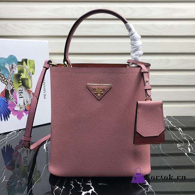 Prada Medium Panier Saffiano Leather Bag Light Pink 1BA212 22×23×13cm - 1