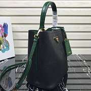 Prada Medium Panier Saffiano Leather Bag Black/Green 1BA212 22×23×13cm - 6