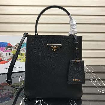 Prada Medium Panier Saffiano Leather Bag Black 1BA212 22×23×13cm