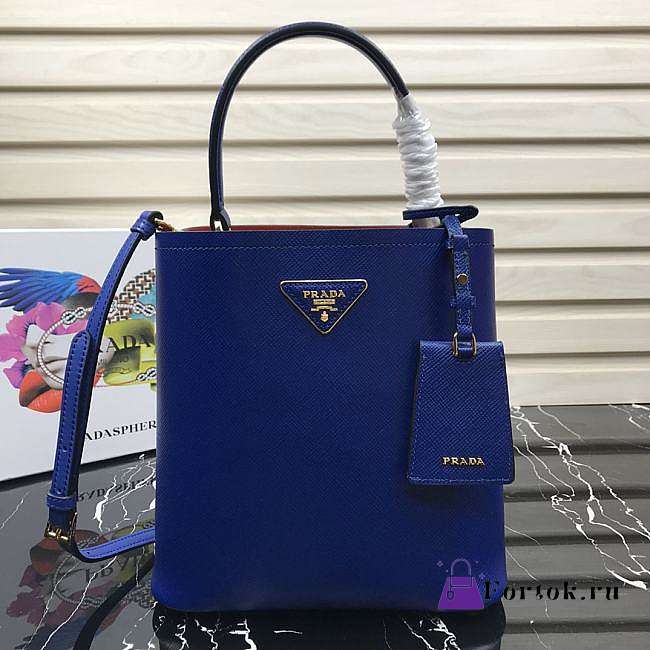 Prada Medium Panier Saffiano Leather Bag Blue 1BA212 22×23×13cm - 1