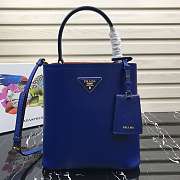 Prada Medium Panier Saffiano Leather Bag Blue 1BA212 22×23×13cm - 1