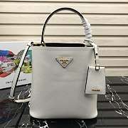 Prada Medium Panier Saffiano Leather Bag White 1BA212 22×23×13cm - 1