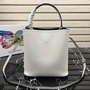 Prada Medium Panier Saffiano Leather Bag White 1BA212 22×23×13cm - 5