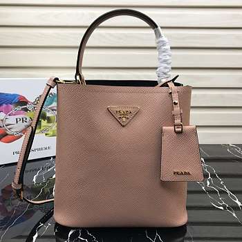 Prada Medium Panier Saffiano Leather Bag Peach Pink 1BA212 22×23×13cm