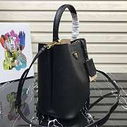 Prada Medium Panier Saffiano Leather Bag Black/Cream 1BA212 22×23×13cm - 6