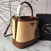 Prada Medium Straw Panier Bag Tan Brown 1BA212 13x22x23cm - 4