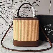 Prada Medium Straw Panier Bag Tan Brown 1BA212 13x22x23cm - 2