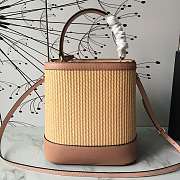 Prada Medium Straw Panier Bag Tan Powder Pink 1BA212 13x22x23cm - 5