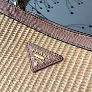 Prada Medium Straw Panier Bag Tan Powder Pink 1BA212 13x22x23cm - 3