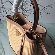 Prada Medium Straw Panier Bag Tan Powder Pink 1BA212 13x22x23cm - 2