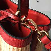 Prada Medium Straw Panier Bag Tan Red 1BA212 13x22x23cm - 4