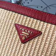 Prada Medium Straw Panier Bag Tan Red 1BA212 13x22x23cm - 2