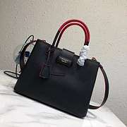 Prada Top Handle Tote Bag Leather Black/Red 1BG148 33×24×14.5cm - 1