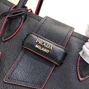 Prada Top Handle Tote Bag Leather Black/Red 1BG148 33×24×14.5cm - 6