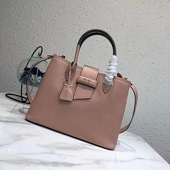 Prada Top Handle Tote Bag Leather Powder Pink/Gray 1BG148 33×24×14.5cm