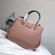 Prada Top Handle Tote Bag Leather Powder Pink/Gray 1BG148 33×24×14.5cm - 4