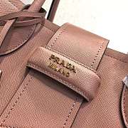 Prada Top Handle Tote Bag Leather Powder Pink/Gray 1BG148 33×24×14.5cm - 2