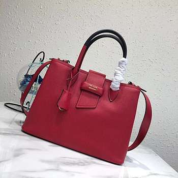 Prada Top Handle Tote Bag Leather Red/Black 1BG148 33×24×14.5cm