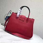 Prada Top Handle Tote Bag Leather Red/Black 1BG148 33×24×14.5cm - 6