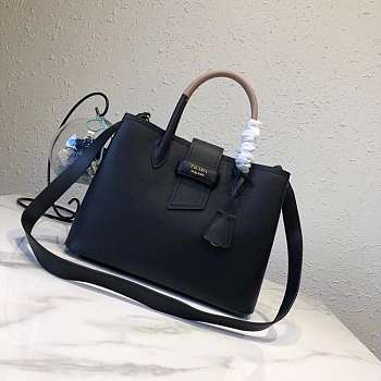 Prada Top Handle Tote Bag Leather Black/Beige 1BG148 33×24×14.5cm