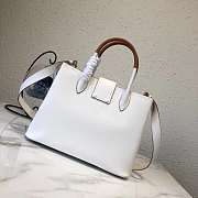 Prada Top Handle Tote Bag Leather White/Brown 1BG148 33×24×14.5cm - 5