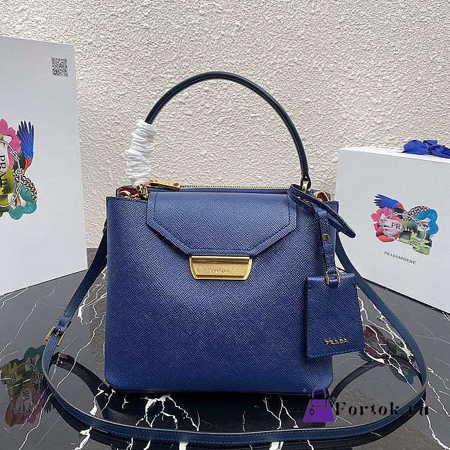 Prada Saffiano Leather Tote Blue 1BN012 24×20×12.4cm - 1