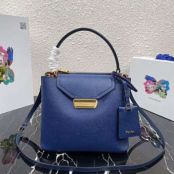 Prada Saffiano Leather Tote Blue 1BN012 24×20×12.4cm