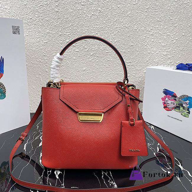 Prada Saffiano Leather Tote Red 1BN012 24×20×12.4cm - 1