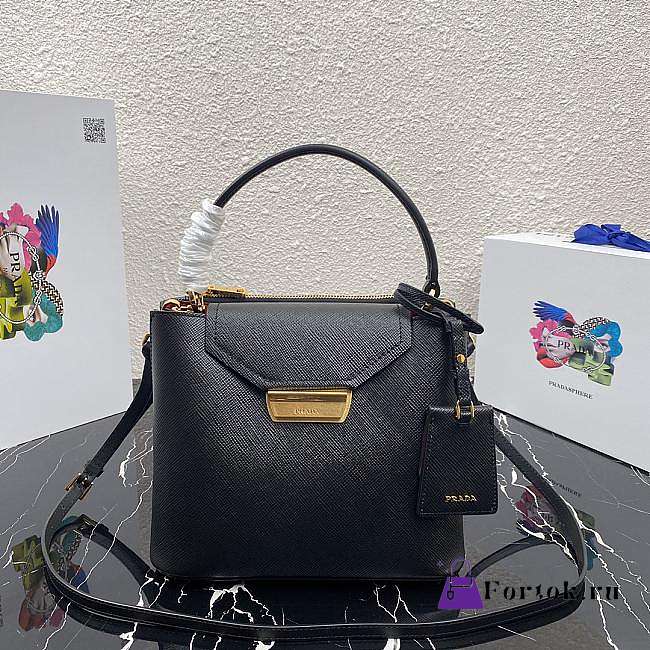 Prada Saffiano Leather Tote Black 1BN012 24×20×12.4cm - 1
