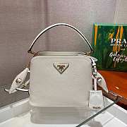 Prada Matinée Micro Saffiano Leather Bag White 1BA286 21x16.5x9.5cm - 1