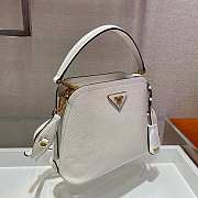 Prada Matinée Micro Saffiano Leather Bag White 1BA286 21x16.5x9.5cm - 6