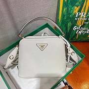 Prada Matinée Micro Saffiano Leather Bag White 1BA286 21x16.5x9.5cm - 3