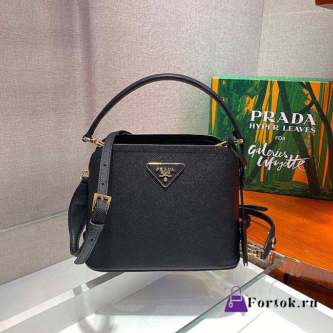Prada Matinée Micro Saffiano Leather Bag Black 1BA286 21x16.5x9.5cm - 1