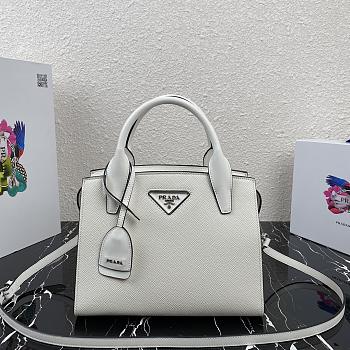 Prada Saffiano Leather Prada Kristen Handbag White 1BA297 26x20x13.5cm