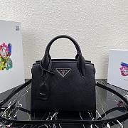 Prada Saffiano Leather Prada Kristen Handbag Black 1BA297 26x20x13.5cm - 1