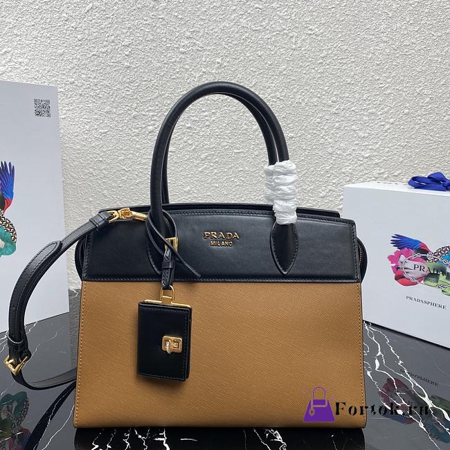 Prada Medium Esplanade Leather Tote Bag Brown 1BA046 30×23×15cm - 1