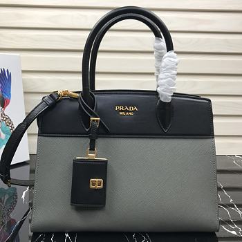 Prada Medium Esplanade Leather Tote Bag Gray 1BA046 30×23×15cm