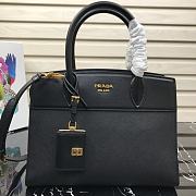 Prada Medium Esplanade Leather Tote Bag Black 1BA046 30×23×15cm - 1