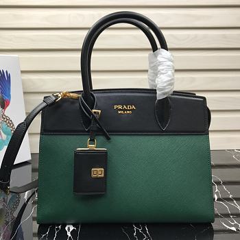 Prada Medium Esplanade Leather Tote Bag Green 1BA046 30×23×15cm