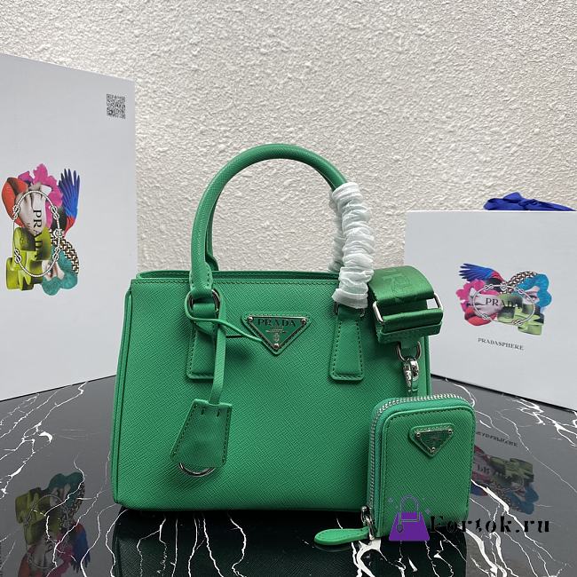 Prada Mini Galleria Saffiano Leather Bag Green 1BA296 23x16.5x10cm - 1