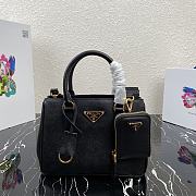 Prada Mini Galleria Saffiano Leather Bag Black/Gold Metal 1BA296 23x16.5x10cm - 1