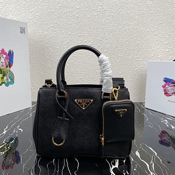 Prada Mini Galleria Saffiano Leather Bag Black/Gold Metal 1BA296 23x16.5x10cm