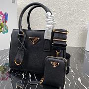 Prada Mini Galleria Saffiano Leather Bag Black/Gold Metal 1BA296 23x16.5x10cm - 6