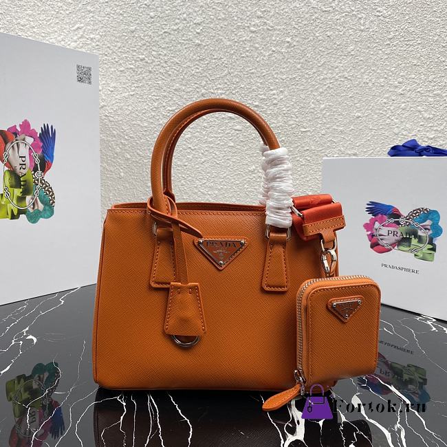 Prada Mini Galleria Saffiano Leather Bag Orange 1BA296 23x16.5x10cm - 1