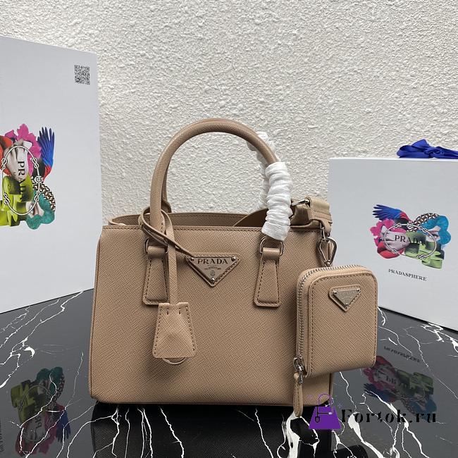 Prada Mini Galleria Saffiano Leather Bag Beige 1BA296 23x16.5x10cm - 1