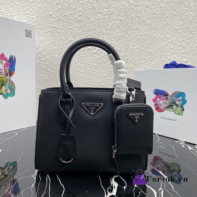 Prada Mini Galleria Saffiano Leather Bag Black 1BA296 23x16.5x10cm - 1